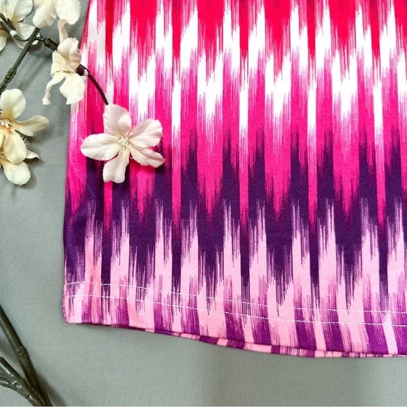 TEHAMA pink purple ikat soft yoga dress, M. - Picture 3 of 7